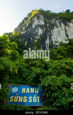 L'entrée à Hang Sung Sot dans la baie d'Halong (Grotte de la Surprise), Bo Député Island, Vietnam Banque D'Images