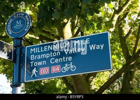 Enseigne sur la national cycle network dans le Leicestershire UK Banque D'Images