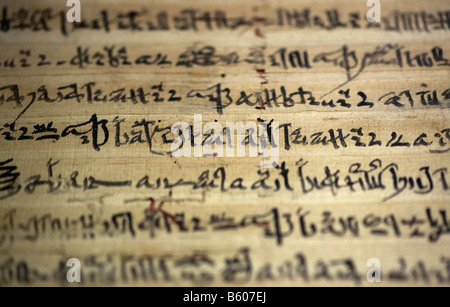 L'écriture de l'Égypte ancienne sur papyrus Du Louvre Paris France Banque D'Images