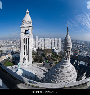 Panorama des toits de Paris depuis la coupole du Sacré Coeur, Montmartre, Paris, France Banque D'Images