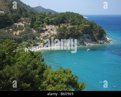 Plage de Tsamadou, sur la côte nord de l'île de Samos, Grèce Banque D'Images
