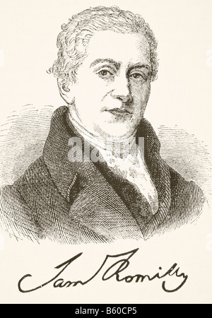 Sir Samuel Romilly, 1757 - 1818. Réformateur du droit anglais. Portrait et signature Banque D'Images