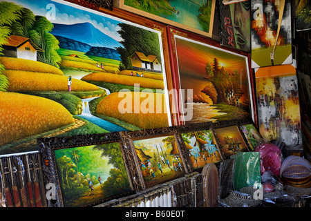 Peintures au marché de Bedugul, à Bali, Indonésie Banque D'Images