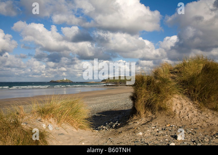 Phare de godrevy st gothian sands Cornwall Banque D'Images