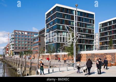 Nouveau bureau et les bâtiments résidentiels de Kaiserkai, HafenCity, Hambourg Banque D'Images