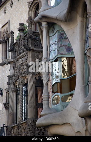 Détail de la Casa Batllo à Barcelone, Espagne, Europe Banque D'Images