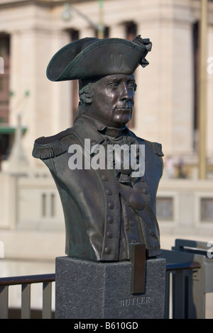 Le Monument aux Valeureux. Statue du Lieutenant-colonel John Butler (RÉVOLUTION AMÉRICAINE 1775-1783) Banque D'Images