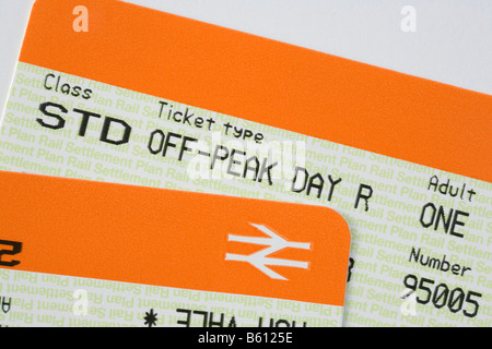 Network Rail tickets pour les voyages hors-pointe à peu de jours de retour. Angleterre Royaume-uni Grande-Bretagne Banque D'Images