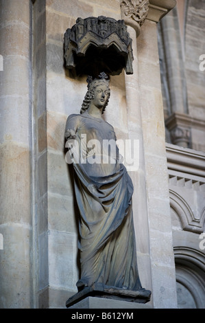Statue originale de l'ecclesia dans la Cathédrale de Bamberg, Bamberg, Haute-Franconie, Bavière Banque D'Images