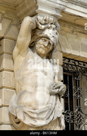 Atlas à l'avant de la Villa Pisani à Stra près de Padoue à canal Brenta, Veneto, la Vénétie, en Italie, en Europe Banque D'Images