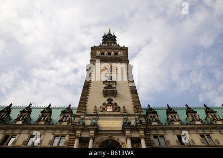 Hôtel de ville de Hambourg, vue partielle Banque D'Images