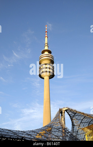 Tour de télévision, Olympia Park, Munich, Bavière Banque D'Images