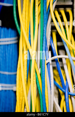 Libre de divers câbles connectés à un serveur. Banque D'Images