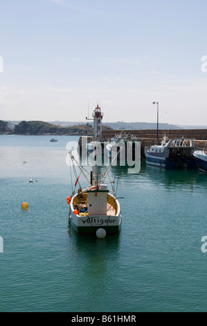 Bateau de pêche dans le port d'Erquy, côte du Emeraude, Normandie, France, Europe Banque D'Images