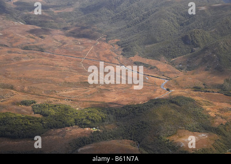 Gouland Downs Hut Big River et de l'Ardoise Gamme Heaphy Track Kahurangi National Park Nelson Region ile sud Nouvelle Zelande aerial Banque D'Images