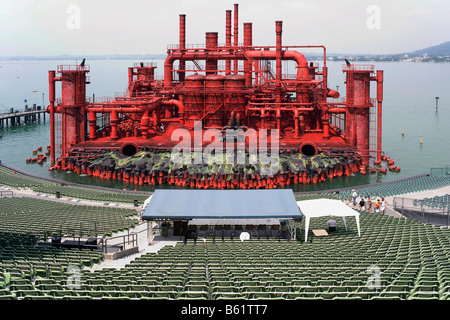 Bregenzer Festspiele, Festival de Bregenz, l'étape de forage pour La Traviata, la position de spectateur désertes, Vorarlberg, Autriche, Europe Banque D'Images