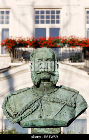 Buste de l'empereur Guillaume I, en face de la Villa Staudt, Heringsdorf Usedom Island, station balnéaire, mer Baltique, Mecklenburg-Weste Banque D'Images