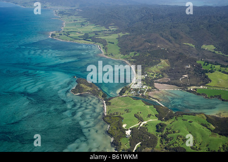 Puponga Port et Golden Bay Nelson Region ile sud Nouvelle Zelande aerial Banque D'Images