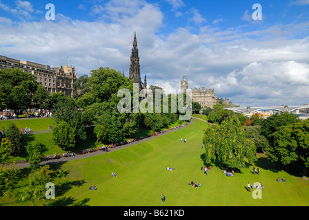 Vue de l'Est de Princes Street Gardens, Édimbourg, Écosse, Grande-Bretagne, Europe Banque D'Images