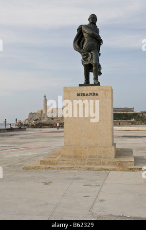 Mémorial pour Miranda en face de Castillo de Morro, Castillo del Morro, La Havane, Cuba, Caraïbes Banque D'Images