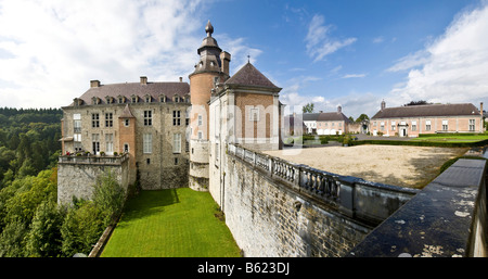 Château de Modave, Château de Modave, vue panoramique, Modave, Province de Liège, Belgique, Europe Banque D'Images