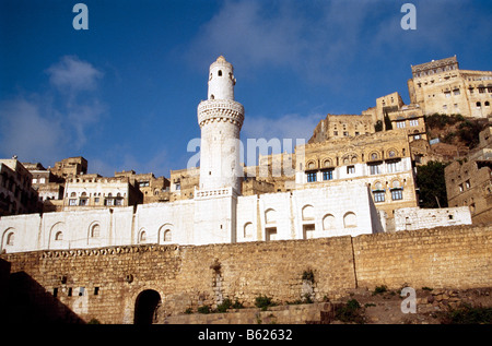 Mosquée, Al Mahwit, Jauf, Yémen, au Moyen-Orient Banque D'Images