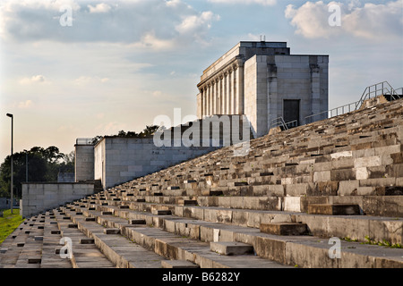 Terrasses, Zeppelinfeld, parti Nazi rally motifs, Nuremberg, Middle Franconia, Bavaria, Germany, Europe Banque D'Images