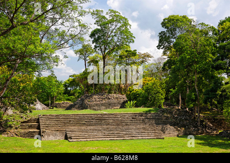 Lubaantun ruines mayas, les bâtiments sans ciment, Punta Gorda, Belize, Amérique Centrale, Caraïbes Banque D'Images