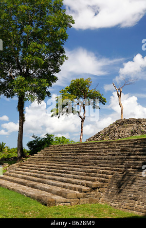 Lubaantun ruines mayas, les bâtiments sans ciment, Punta Gorda, Belize, Amérique Centrale, Caraïbes Banque D'Images