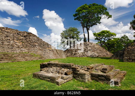 Lubaantun ruines mayas, les bâtiments sans ciment, Punta Gorda, Belize, Amérique Centrale, Caraïbes Banque D'Images