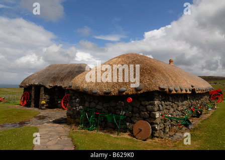 Musée de la vie de l'Île montrant la chambre maisons sur le Trooternish, presqu'île de Skye, Écosse, Royaume-Uni, Europe Banque D'Images