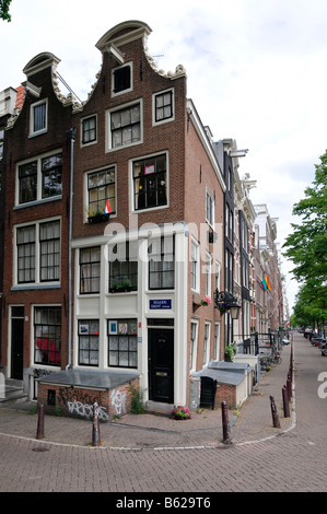 Maisons étroites à l'angle de Keizersgarcht et Reguliersgracht, Amsterdam, pays-Bas, Europe Banque D'Images