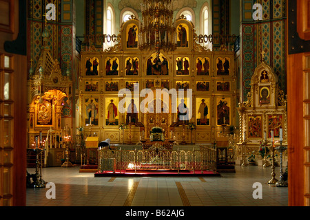 Intérieur de la cathédrale orthodoxe du Christ Nativité à Riga, Lettonie, Pays Baltes Banque D'Images