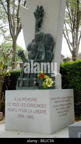 Monument à la seconde guerre mondiale, les combattants de la résistance espagnole, Cimetiere du Pere Lachaise cemetery, Paris, France, Europe Banque D'Images