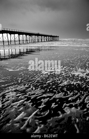 En hiver Saltburn Pier Cleveland Banque D'Images