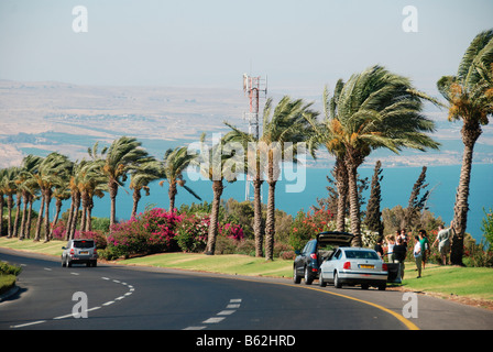 Israël Galilée la route vers la mer de Galilée Banque D'Images