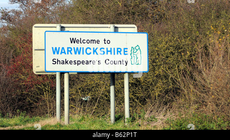 Bienvenue à Warwickshire sign 2211 Crédit 2008 Garry Bowden Banque D'Images