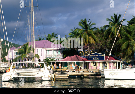 Sopers Hole Marina, à l'extrémité ouest de l'île de Tortola, Îles Vierges britanniques Caraïbes Banque D'Images