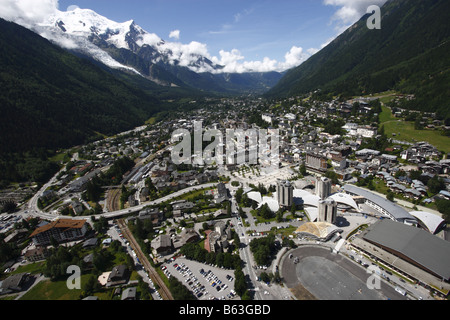 Chamonix horizontale vue aérienne Banque D'Images