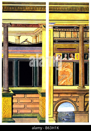 Le Roman-Hellenic / ornement décorations murales Pompéiennes (Gruber, des spécimens de l'art ornemental) Banque D'Images