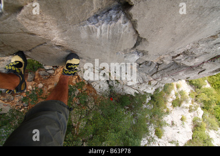 L'escalade à Paklenica, Croatie. Banque D'Images