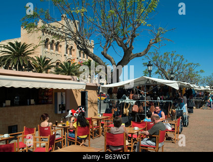 Cafe, Ciutadella, Minorque, Baleares, Espagne Banque D'Images