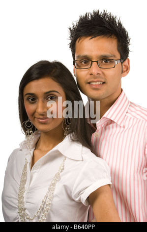 Jeune couple asiatique moderne isolated on white Banque D'Images