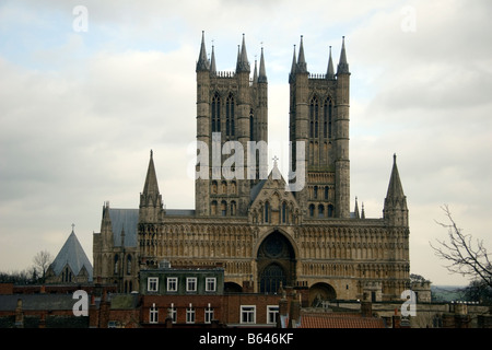 La cathédrale de Lincoln Lincolnshire UK de murs du château Banque D'Images