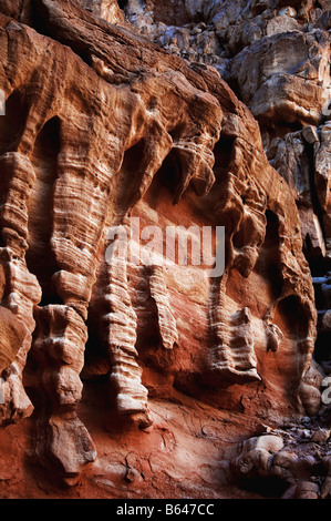 Des rochers de grès rouge à Wadi Zefunot à Eilat Israël Réserve de montagne Banque D'Images