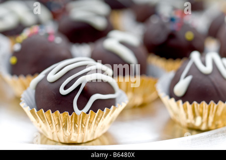 Shallow focus macro de truffes sur une plaque d'argent Banque D'Images