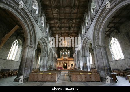 Ville de St David's, au Pays de Galles. La nef et le sanctuaire du 12ème siècle, la cathédrale de St David's. Banque D'Images