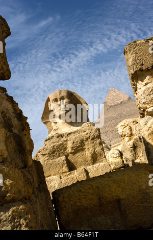 L'Egypte, Le Caire, les pyramides de Gizeh (Gizeh) Sphinx Banque D'Images
