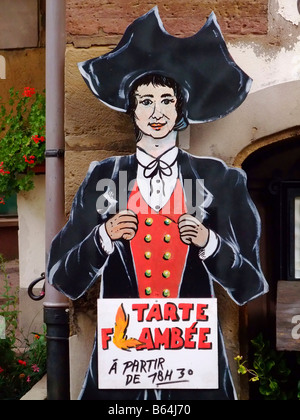 Restaurant sign sur la célèbre pizza en Alsace les tartes flambées - Obernai Banque D'Images