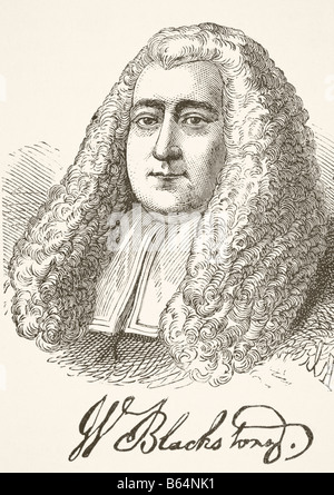 Sir William Blackstone, 1723-1780. Juriste et professeur anglais. Portrait et signature. Banque D'Images